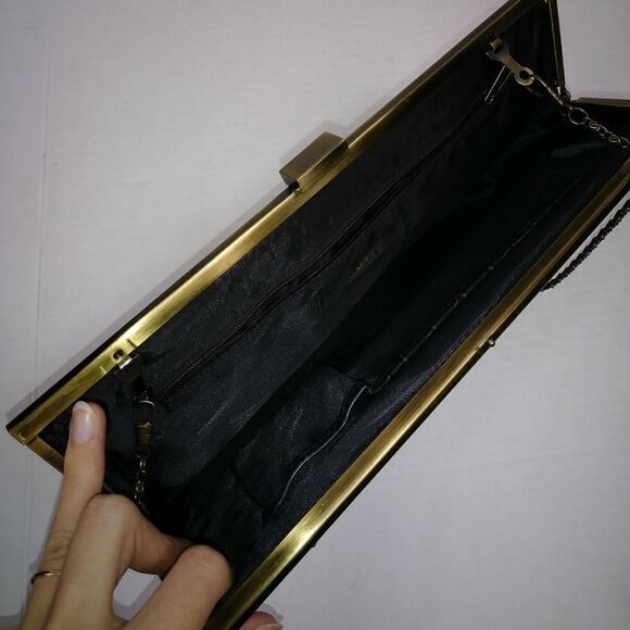 Jessica McClintock Vegan Crocodile Skin Leather Clutch - Picture 8 of 9